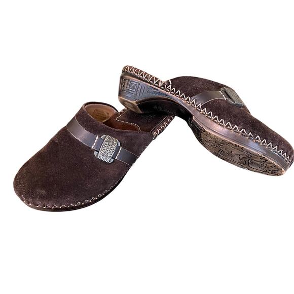 Tsonga South African Brown Suede Leather Women's Clogs Comfort Size 37 US 6.5 - Picture 1 of 9